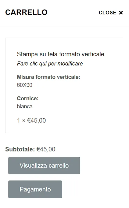 Sommario del carrello