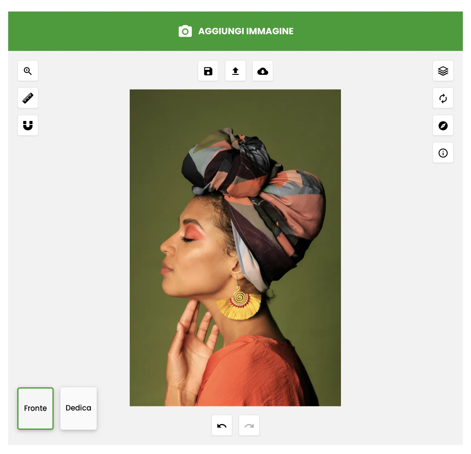 Editor personalizzazione stampa dopo l’aggiunta di una immagine