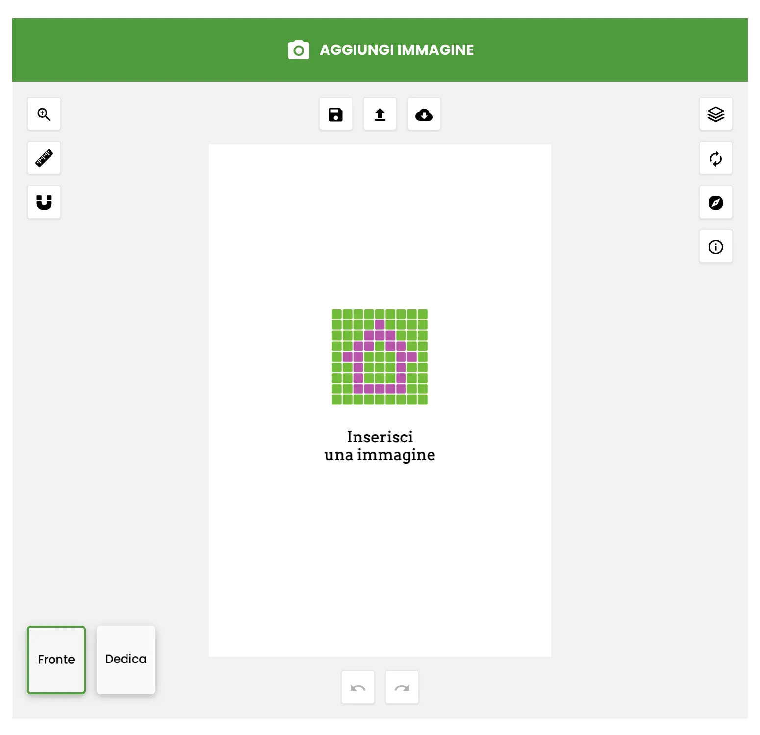 Editor per la creazione di una stampa personalizzata verticale