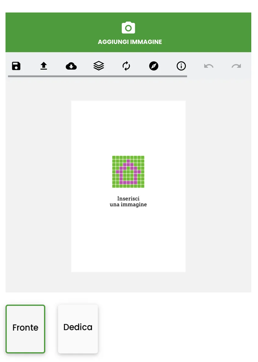 Editor per la creazione di una stampa personalizzata verticale da mobile