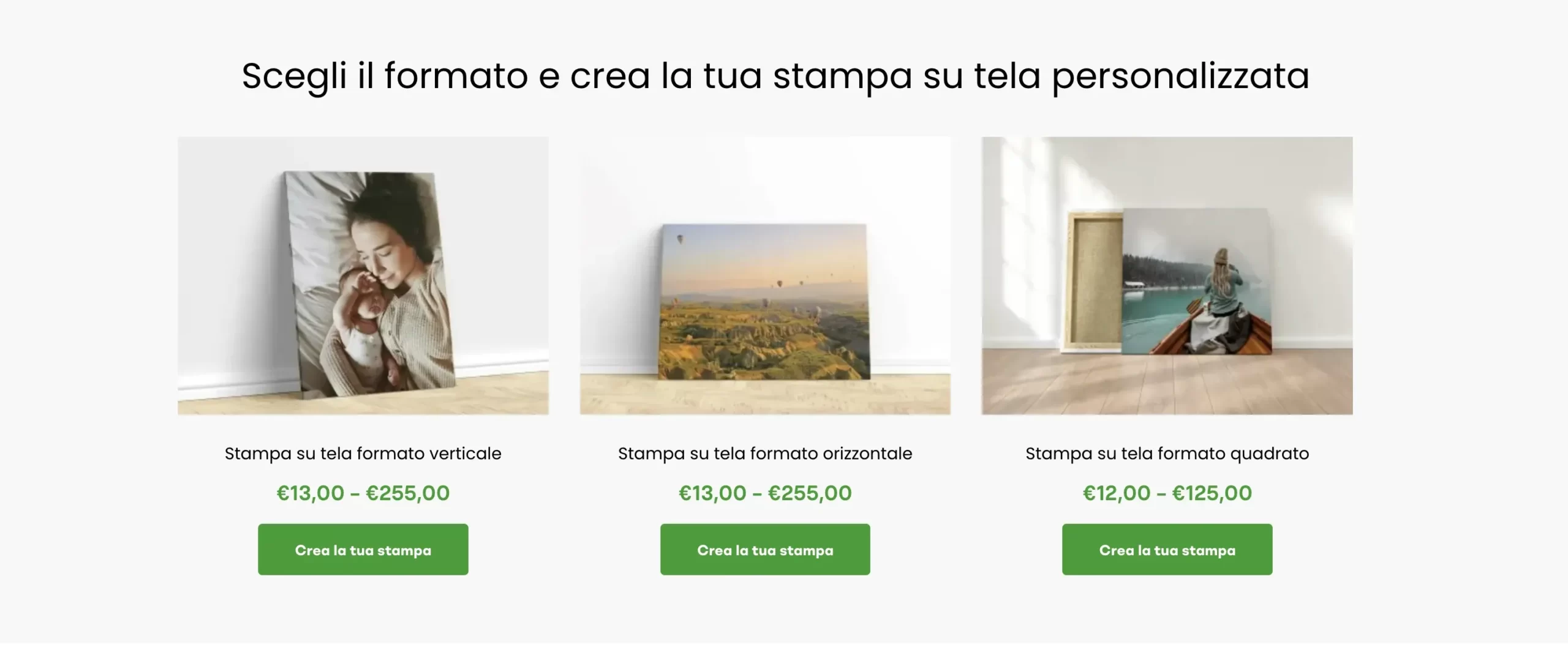 I formati di stampa disponibili