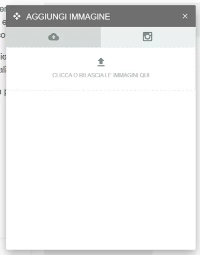 Finestra popup per l'aggiunta di immagini